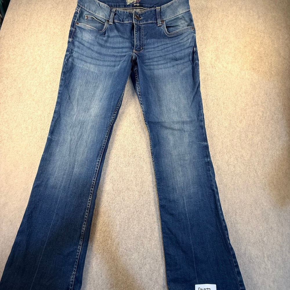 Wrangler Womens Medium Wash Bootcut Denim Jeans Blue Mid Rise P0873
